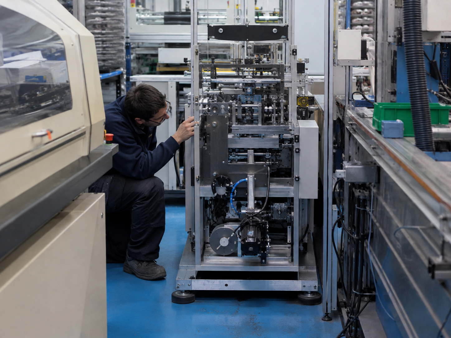 Machine layout review inside a restricted production cell